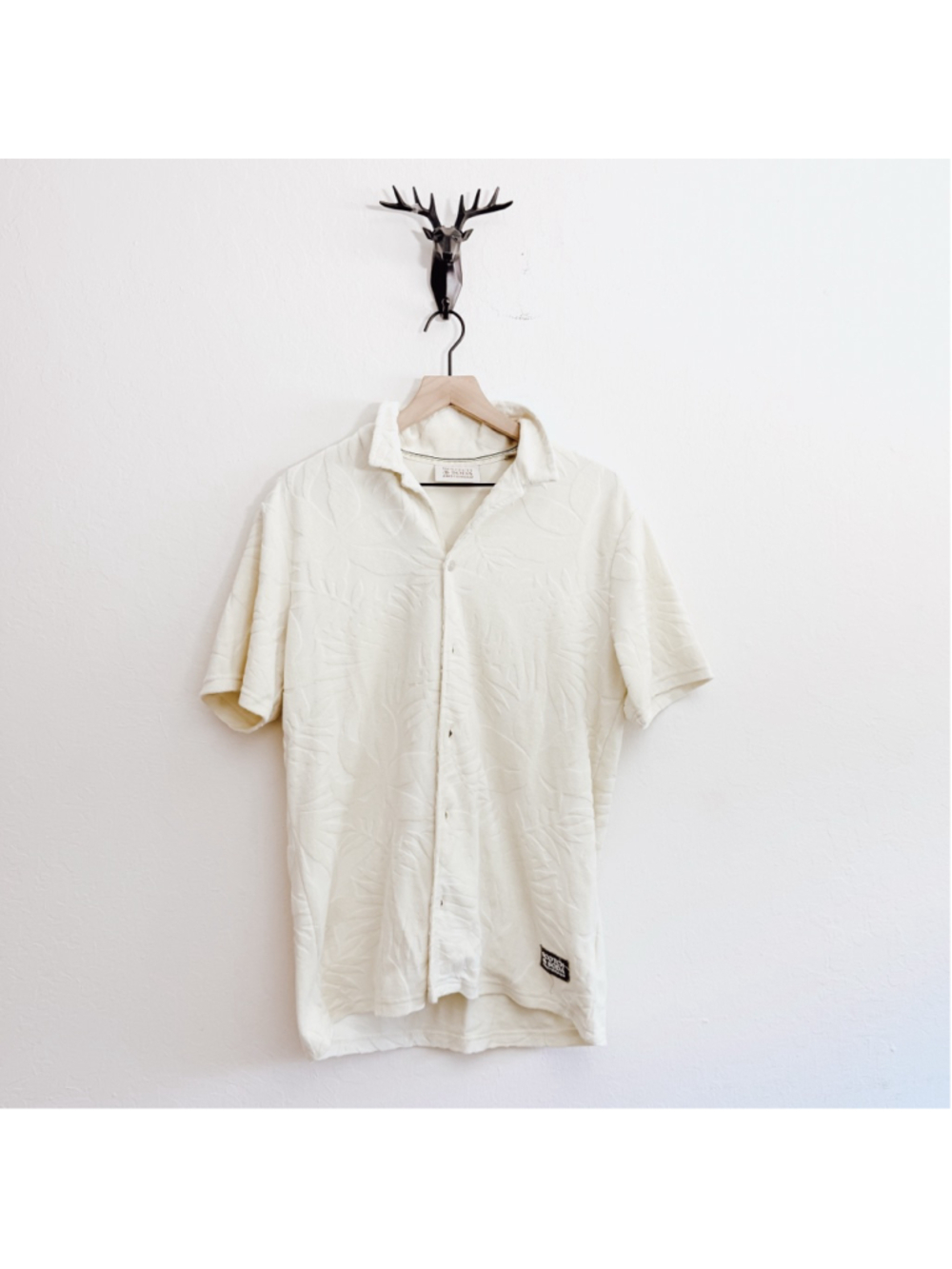 Scotch & Soda Men's Cream Casual Button Down Shirt Size Medium